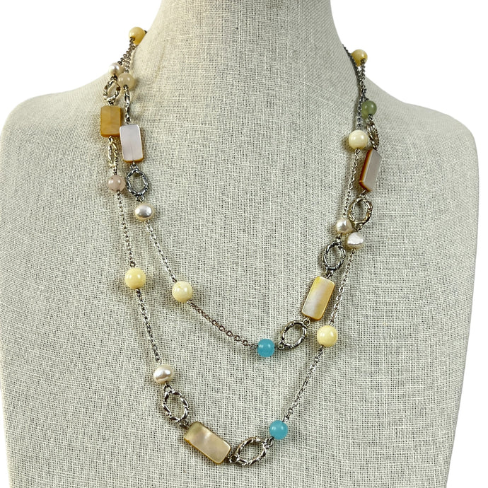 Beaded Baroque Style Station Necklace 48