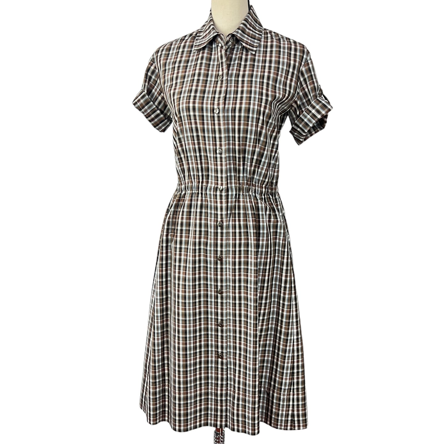 Vintage 100% Silk Shirt Dress Size Small