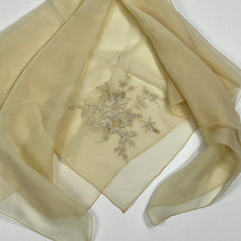 Load image into Gallery viewer, Vintage Embroidered Floral Silk Scarf 
