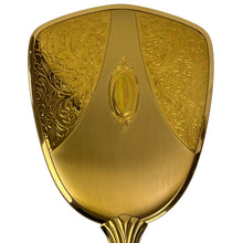 Load image into Gallery viewer, Vintage Gold Vanity Set Brush Comb Mirror Glass Jars Set
