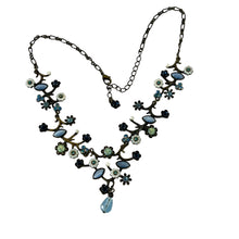 Load image into Gallery viewer, Vintage Blue Floral Statement Necklace
