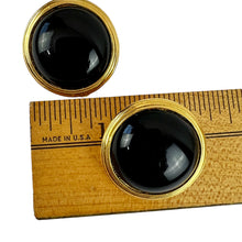 Load image into Gallery viewer, Vintage Cabachon Black and Gold Tone Women Earrings
