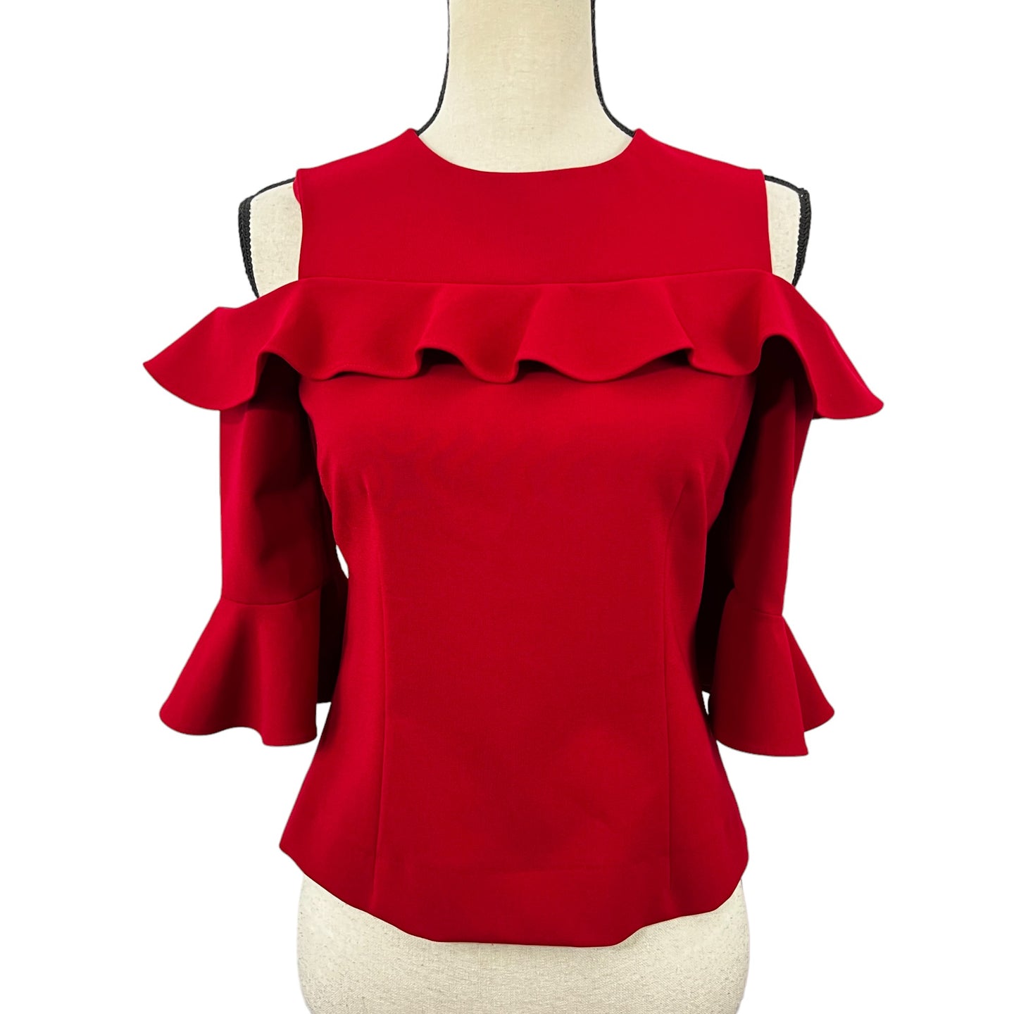 Ricky Freeman Cold Shoulder Blouse Womens Red Top Size 2