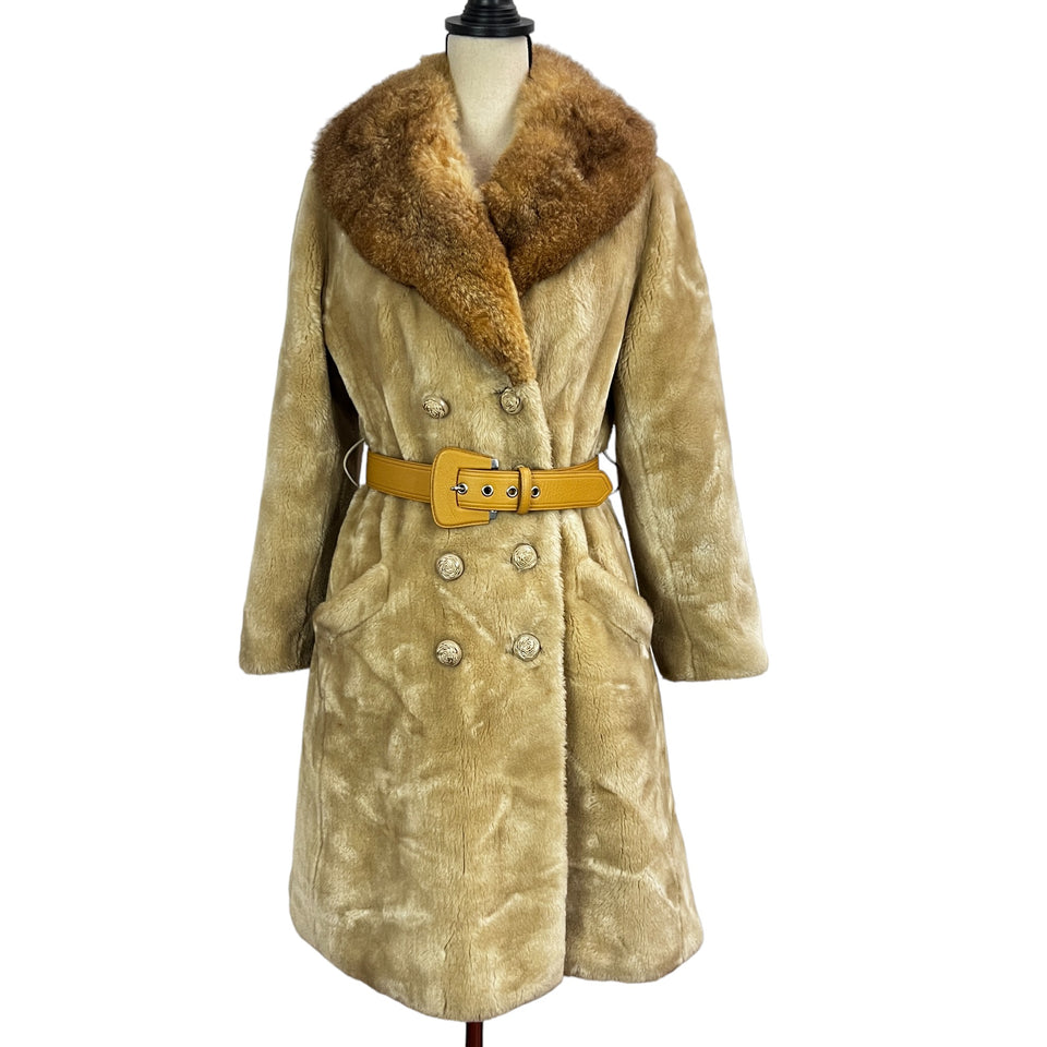 Vintage 70s Penny Lane Coat Faux Fur Collar Size Medium 