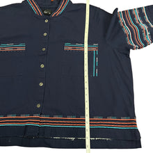 Load image into Gallery viewer, Embroidered Navy Blue Shirt Jacket Size 2X
