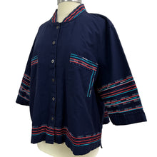 Load image into Gallery viewer, Embroidered Navy Blue Shirt Jacket Size 2X
