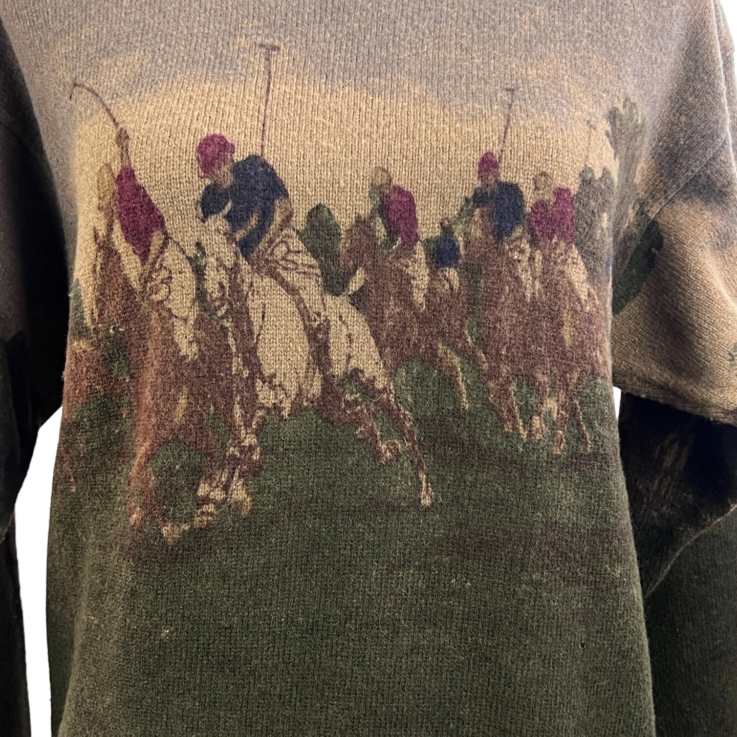Ralph Lauren Vintage Polo Sweater Polo Players On Horses Size Small 