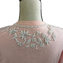 Load image into Gallery viewer, 1950 Pearl Pink Beaded Cardigan Size Medium 
