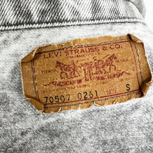 Load image into Gallery viewer, 1980s Levis Gray Acid Washed Denim Jacket Size Small 

