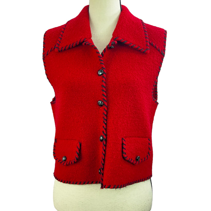 Cambridge Country Store Red Wool Vest Size Small 