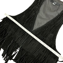 Load image into Gallery viewer, Black Suede Fringe Women Vest Size Medium 
