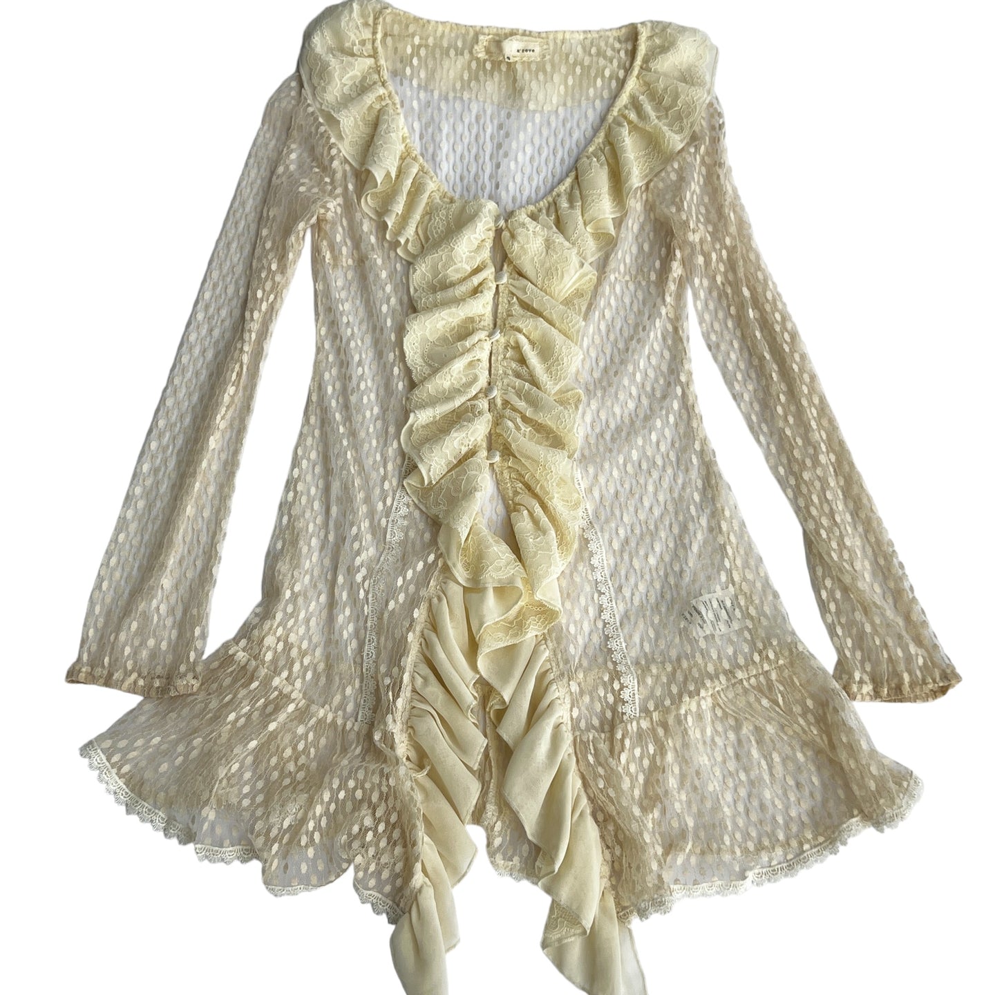 A'reve Anthropology Ruffled Lace Top Size Small 