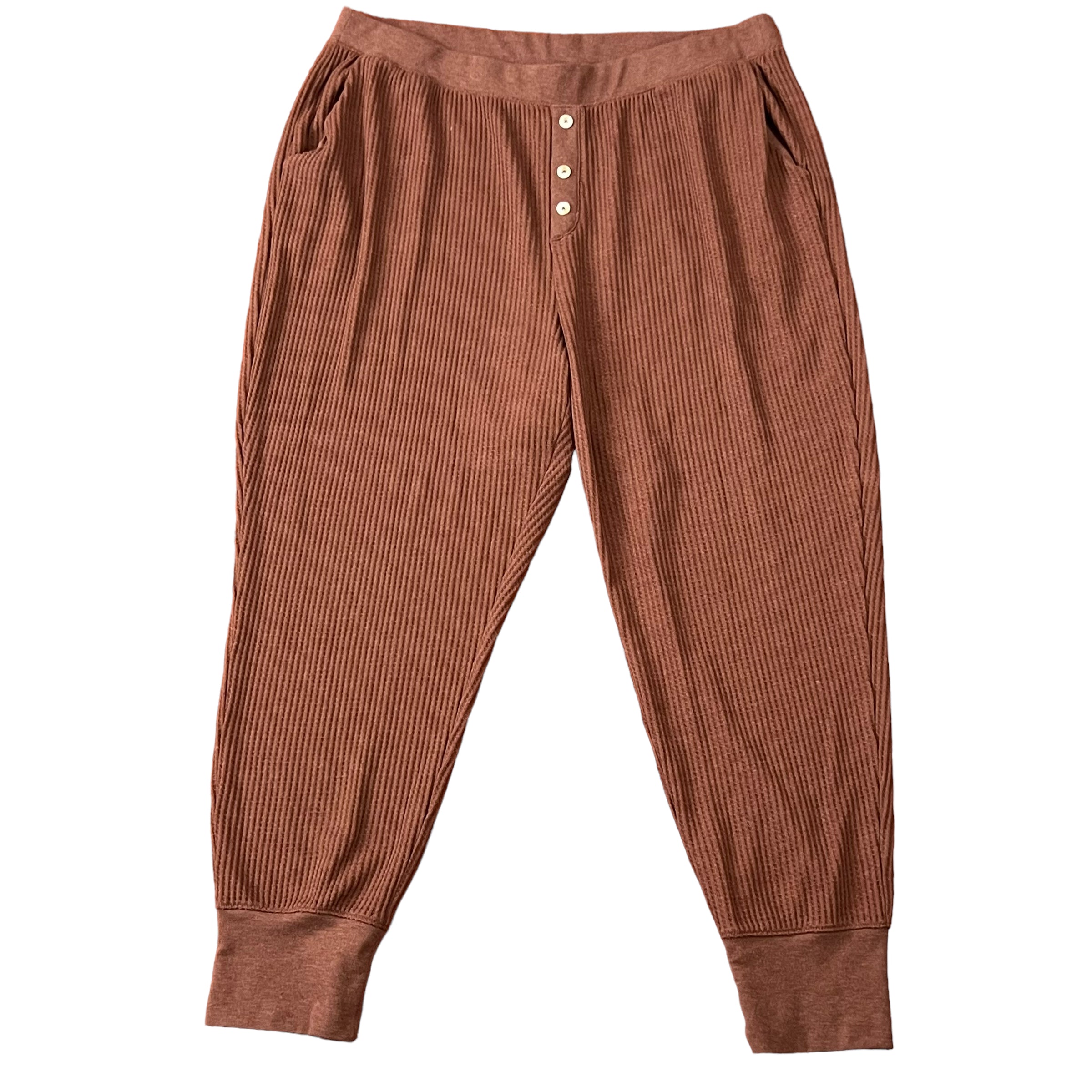 High-Waisted Waffle-Knit Pajama Jogger Pants