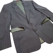Load image into Gallery viewer, Hart Schaffner Marx Men’s Gray Striped Virgin Wool Suit Size 42R Pants W38&quot;
