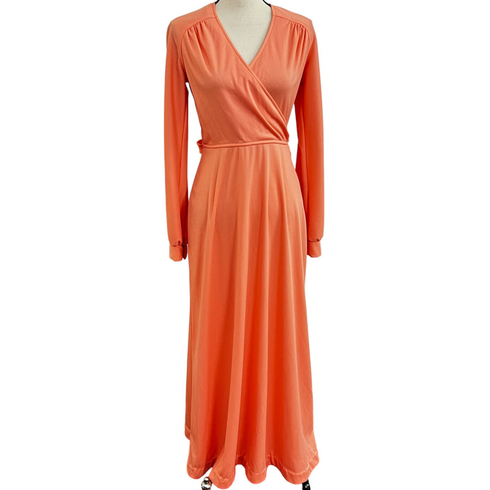 1970s Long Sleeves Cocktail Maxi Dress Size Small
