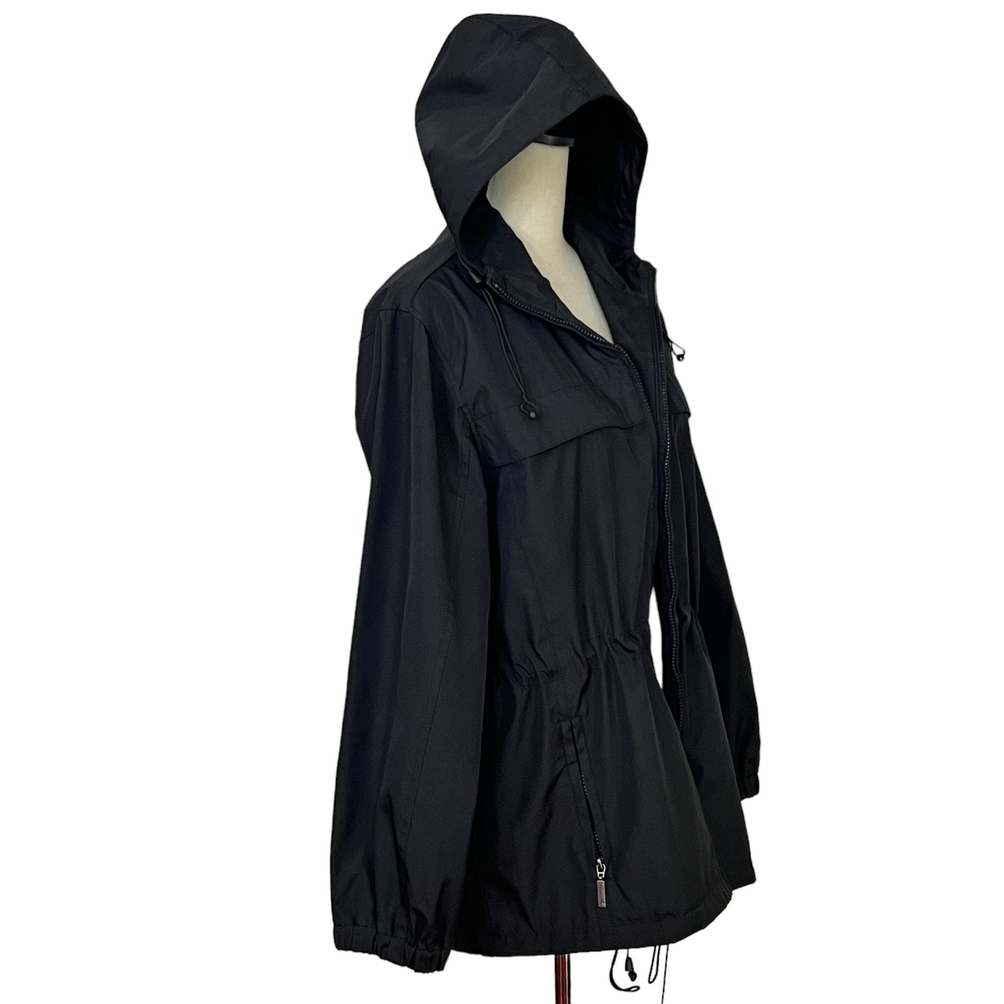 Boseding Black Hooded Drawstring Jacket Size Medium