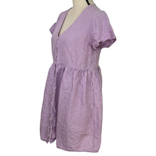 Load image into Gallery viewer, Linen Blend Lavender Tunic Dress With Pockets Size Small
