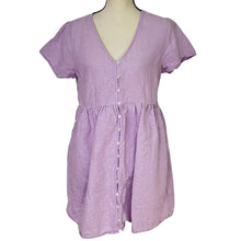 Load image into Gallery viewer, Linen Blend Lavender Tunic Dress With Pockets Size Small
