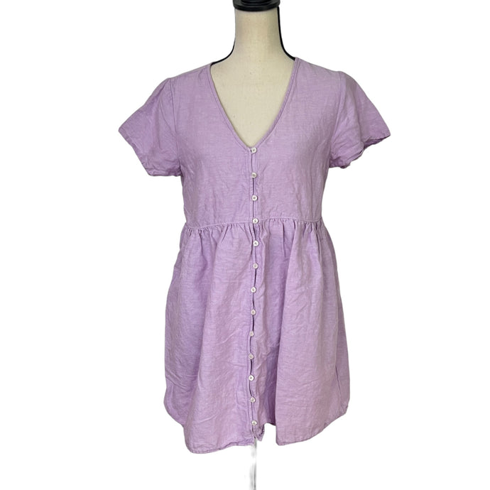 Linen Blend Lavender Tunic Dress With Pockets Size Small