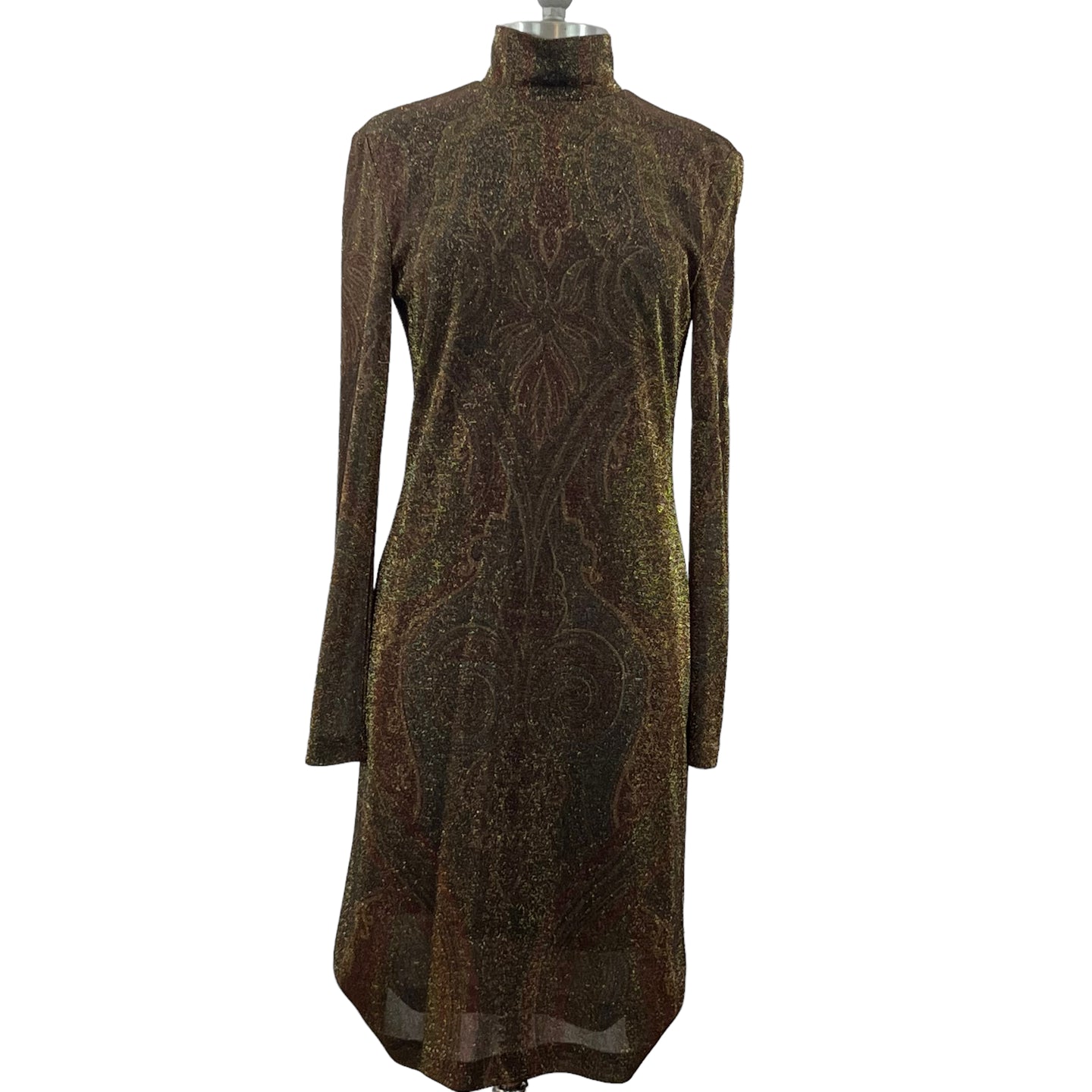 Vintage Long Sleeve Knit Turtleneck Outfit Glitter Dress