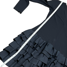 Load image into Gallery viewer, Black Long Sleeve Ruffle Cocktail Dress 100% Silk Size 8
