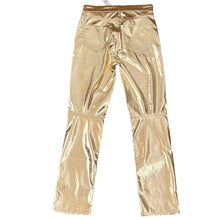 Load image into Gallery viewer, Champagne Gold Faux Metallic High Rise Vintage Slim Jeans Size 29
