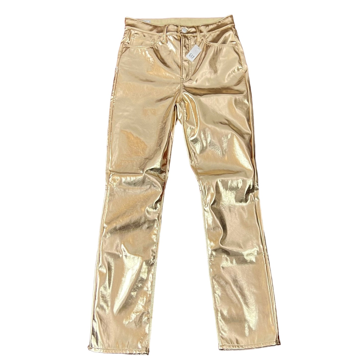 Champagne Gold Faux Metallic High Rise Vintage Slim Jeans Size 29