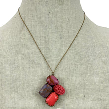 Load image into Gallery viewer, David Aubrey Fine Chain Pink Pendant Necklace 15&quot;
