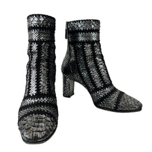 Load image into Gallery viewer, Alexandre Birman Beatrice Cross-Stitched Python Booties Women Shoes 38 1/2&quot; Size
