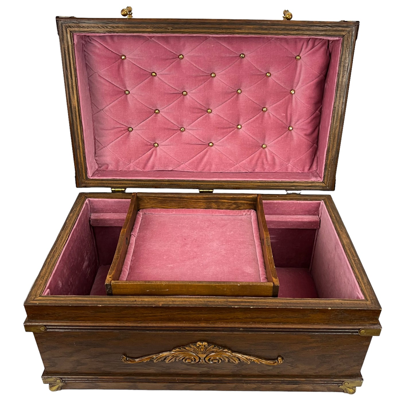 Antique Napoleon III Tufted Interior Sewing Jewelry Box