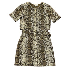 Load image into Gallery viewer, Michael Kors Midi Dress Snake Print Dress With Belt Size 2
