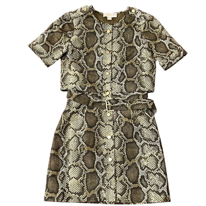 Michael Kors Midi Dress Snake Print Dress With Belt Size 2