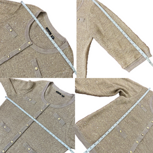 Load image into Gallery viewer, Vintage Michael Simon Wool Blend Sequin Knit Button Sweater Beige 2X
