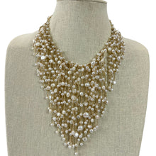Load image into Gallery viewer, Vintage Salt water Pearl Waterfall Fringe Necklace 15.5&quot;. 925 sterling silver clasp.
