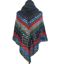 Load image into Gallery viewer, Handmade Chunky Knit Poncho Multi-Color One Size
