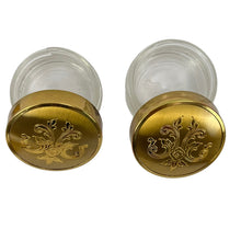 Load image into Gallery viewer, Vintage Gold Vanity Set Brush Comb Mirror Glass Jars Set
