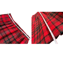 Load image into Gallery viewer, ILGWU Red Plaid Wool Midi Skirt Size XS
