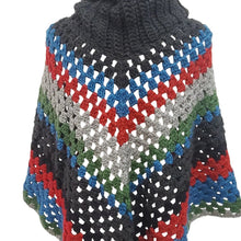 Load image into Gallery viewer, Handmade Chunky Knit Poncho Multi-Color One Size
