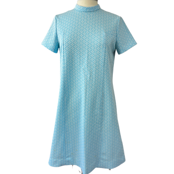 Vintage 1960s Womens Blue and White Dress Size Medium