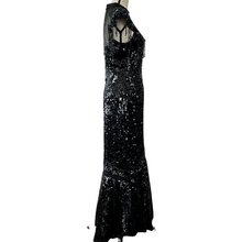 Load image into Gallery viewer, Vintage Beaded Silk Black Evening Gown Women Dress 
