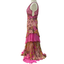 Load image into Gallery viewer, Vintage Sleeveless Maxi Floral Dress Embellished Pink Sequin Top Lining
