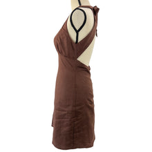 Load image into Gallery viewer, Linen Chocolate Halter Top Mini Dress Size 4
