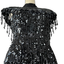 Load image into Gallery viewer, Vintage Beaded Silk Black Evening Gown Women Dress Size Large
