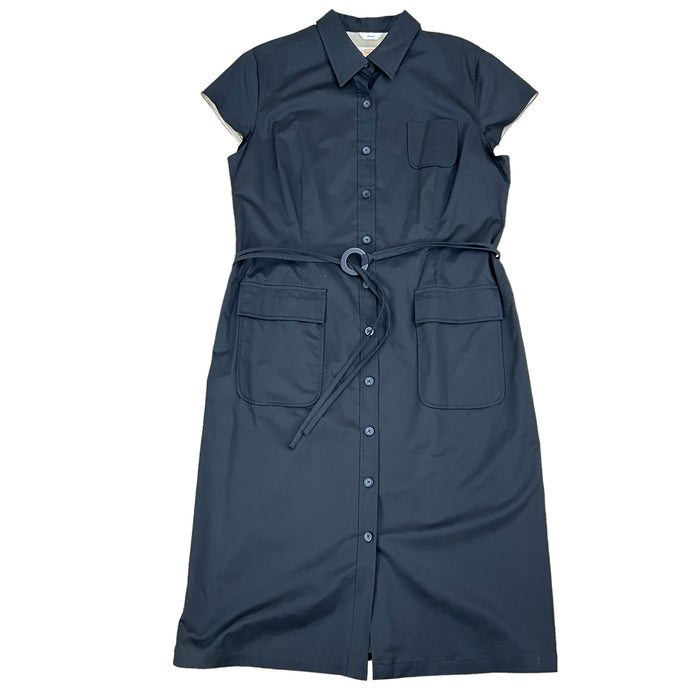 Talbots Black Short Sleeve Belted Midi Shirt Dress Size 16