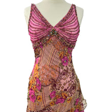Load image into Gallery viewer, Vintage Sleeveless Maxi Floral Dress Embellished Pink Sequin Top Lining
