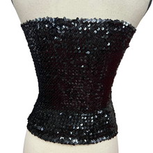 Load image into Gallery viewer, Vintage Black Sequin Womens Tube Top
