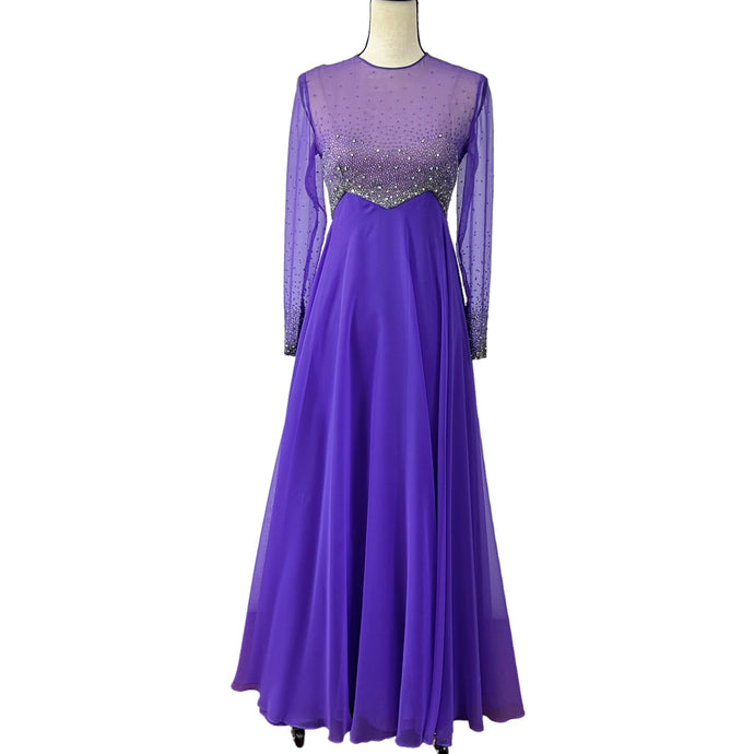 Vintage Victoria Royal Ltd Purple Mesh Beaded Dress Womens Dress