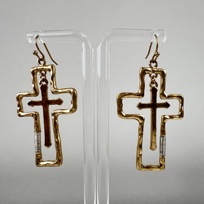 Metal Cross Dangle Womens Earrings