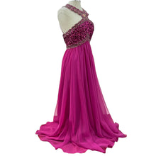 Load image into Gallery viewer, Vintage Mike Benet Fuschia Sequined Beaded Formal Pink Chiffon Gown Long Dress

