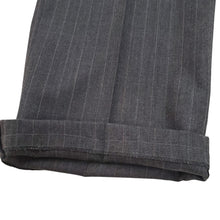 Load image into Gallery viewer, Hart Schaffner Marx Men’s Gray Striped Virgin Wool Suit Size 42R Pants W38&quot;
